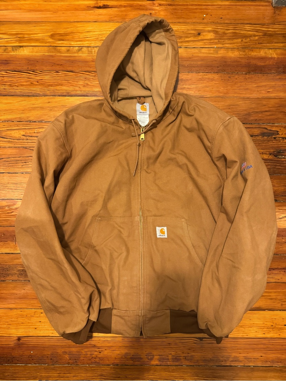 Carhartt Men's Brown Hooded Duck Canvas Zip Jacket